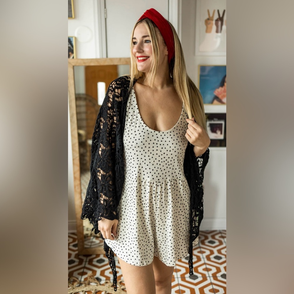 Vada winter ivy romper in stone dot 3x